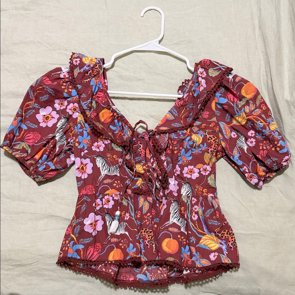 Maeve Multicolor Floral Ruffle Blouse